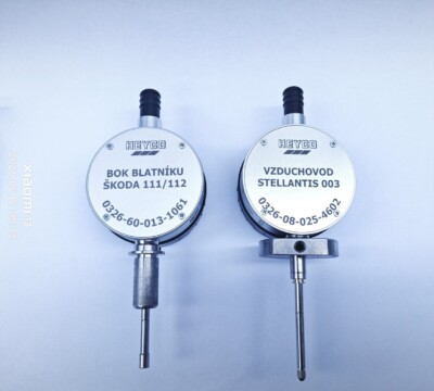 Popis hliníkových těles úchylkoměrů pro automobilový průmysl (Škoda, Stellantis)